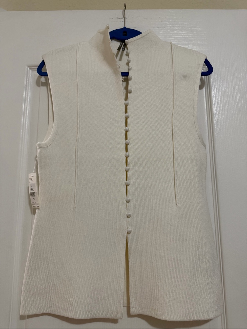 Anthropologie Cream Sleeveless Button-Front Vest